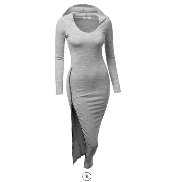 hooded asymmetrical dress Punk Hooded Dress with Asymmetrical Hem and Textured Mesh main image 0